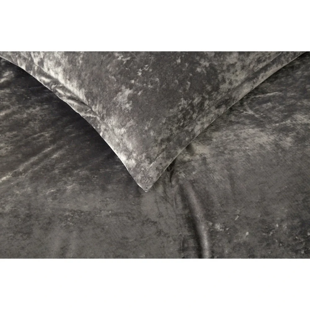 Zera Grey 100% Velvet 5 piece Comforter Set‎ Queen